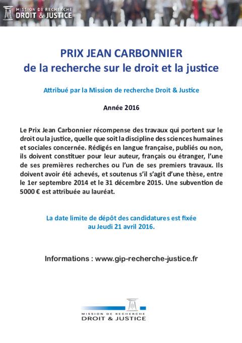 Affiche pour le prix Carbonnier 2016