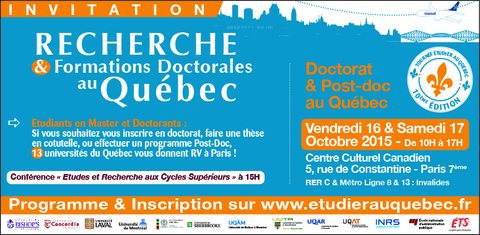Invitation aux Journées "étudier au Québec"